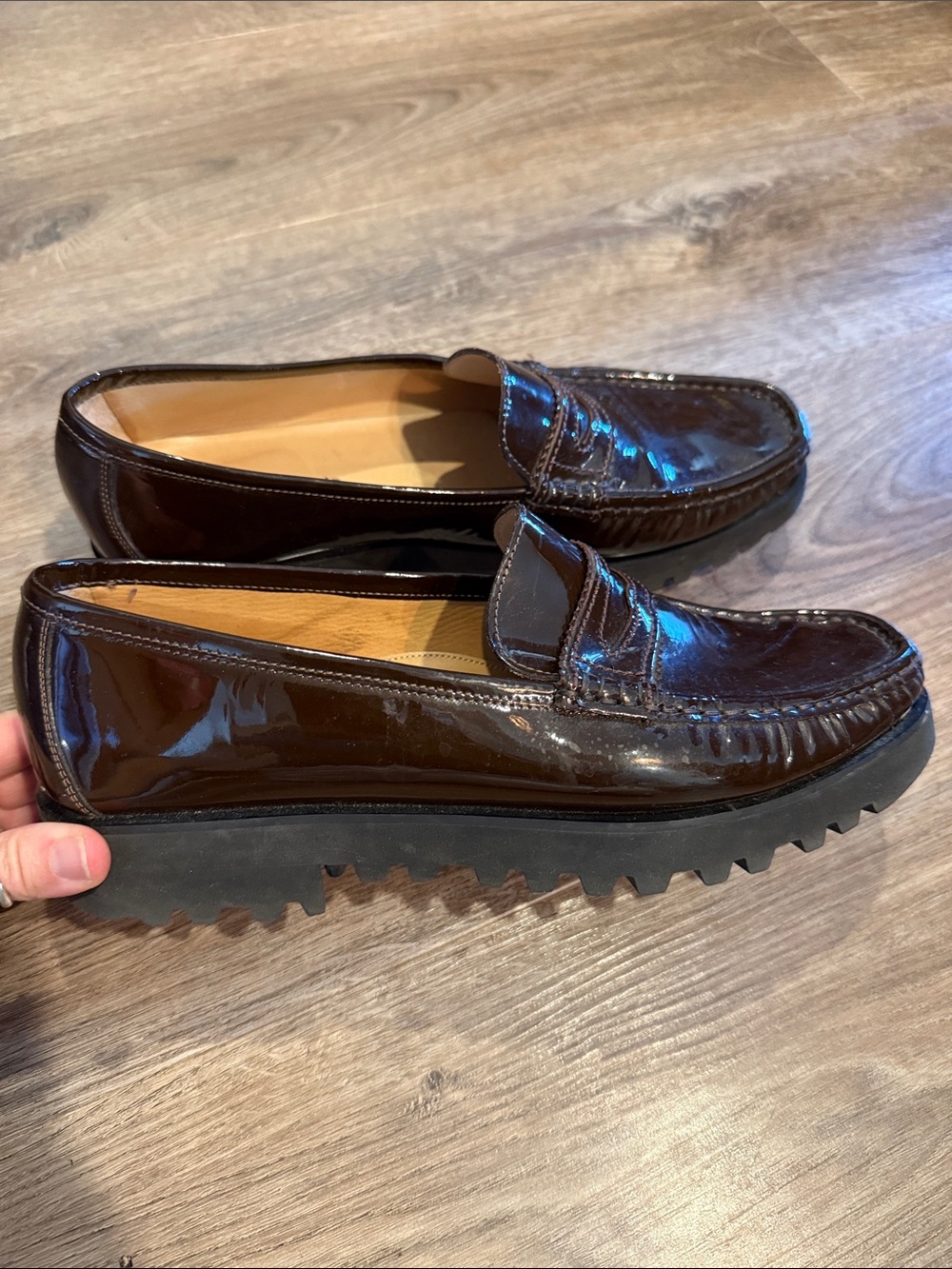 Susan Van Der Linde BrownPatent Loafers Size 41 US 9.5-10
